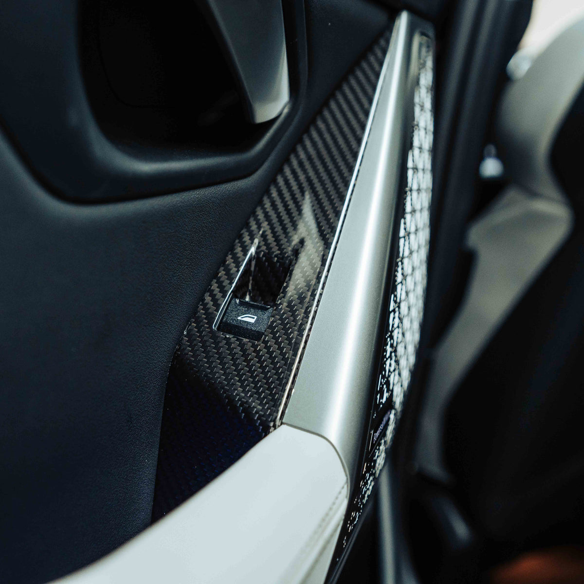 SHFT BMW G90/G99 M5 & G60/G61 5 Series Interior Window Switch Trim Set In Gloss Carbon Fibre