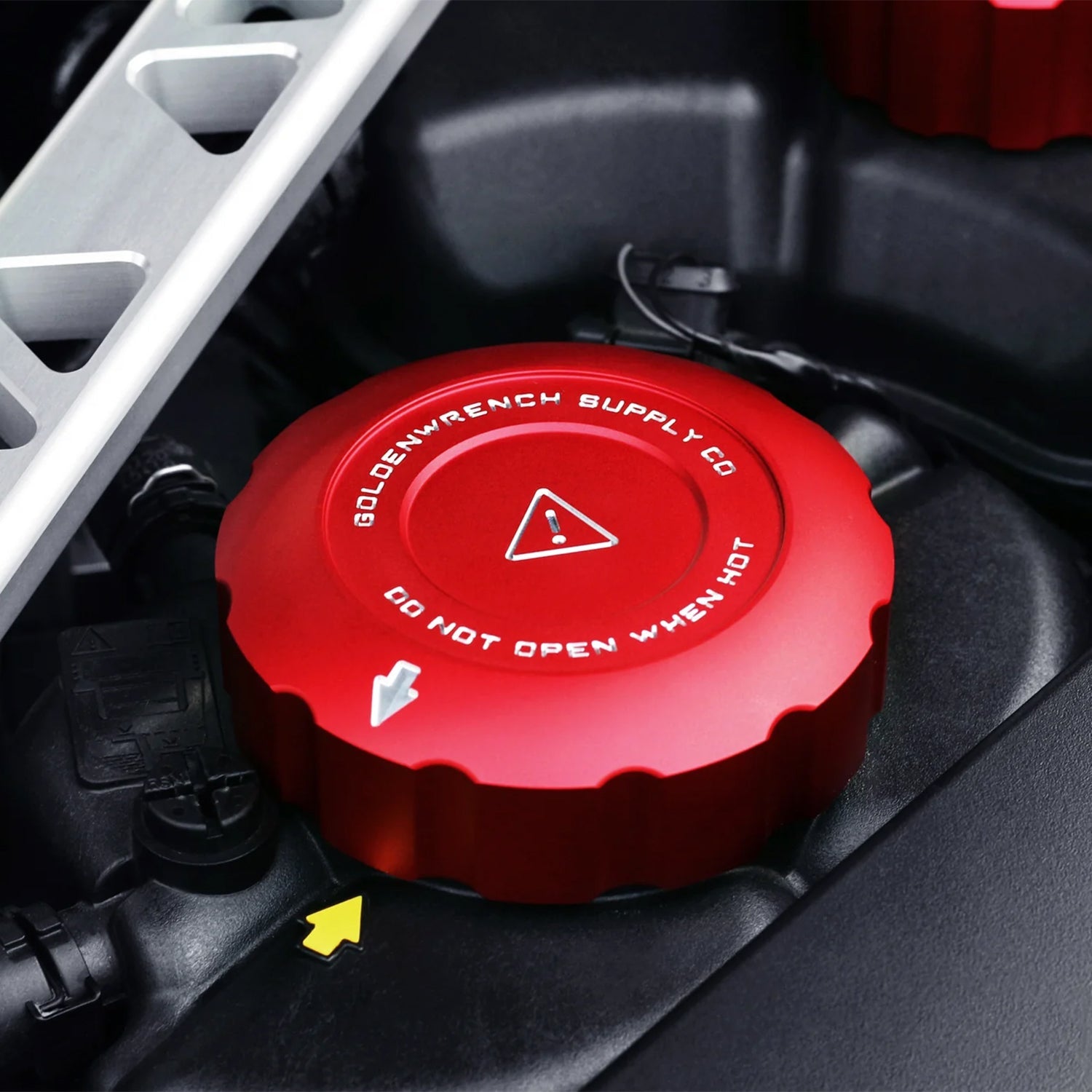 GoldenWrench Toyota GR Supra BLACKLINE Performance Coolant Cap Cover Set In Red (A90 2020+)