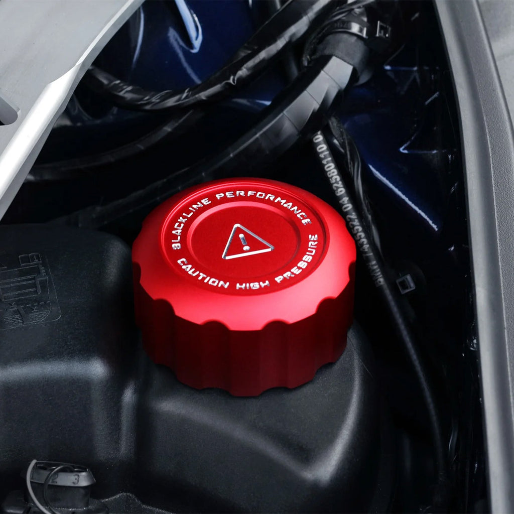 GoldenWrench Toyota GR Supra BLACKLINE Performance Coolant Cap Cover Set In Red (A90 2020+)