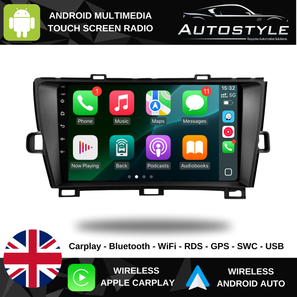 Toyota Prius XW30 Apple Carplay / Android Auto 9" Stereo Upgrade (2009 -2015)