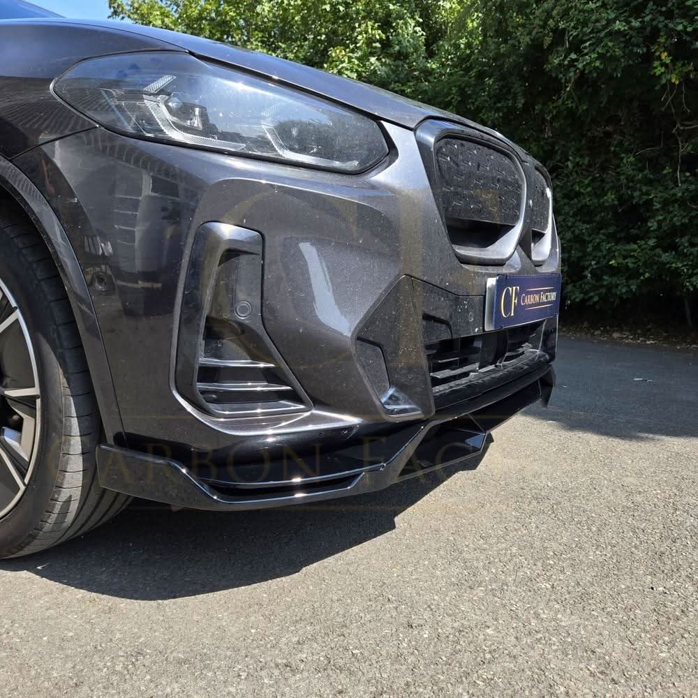 V Style Gloss Black Front Splitter for BMW G01 X3 IX3 G02 X4 LCI 22-24