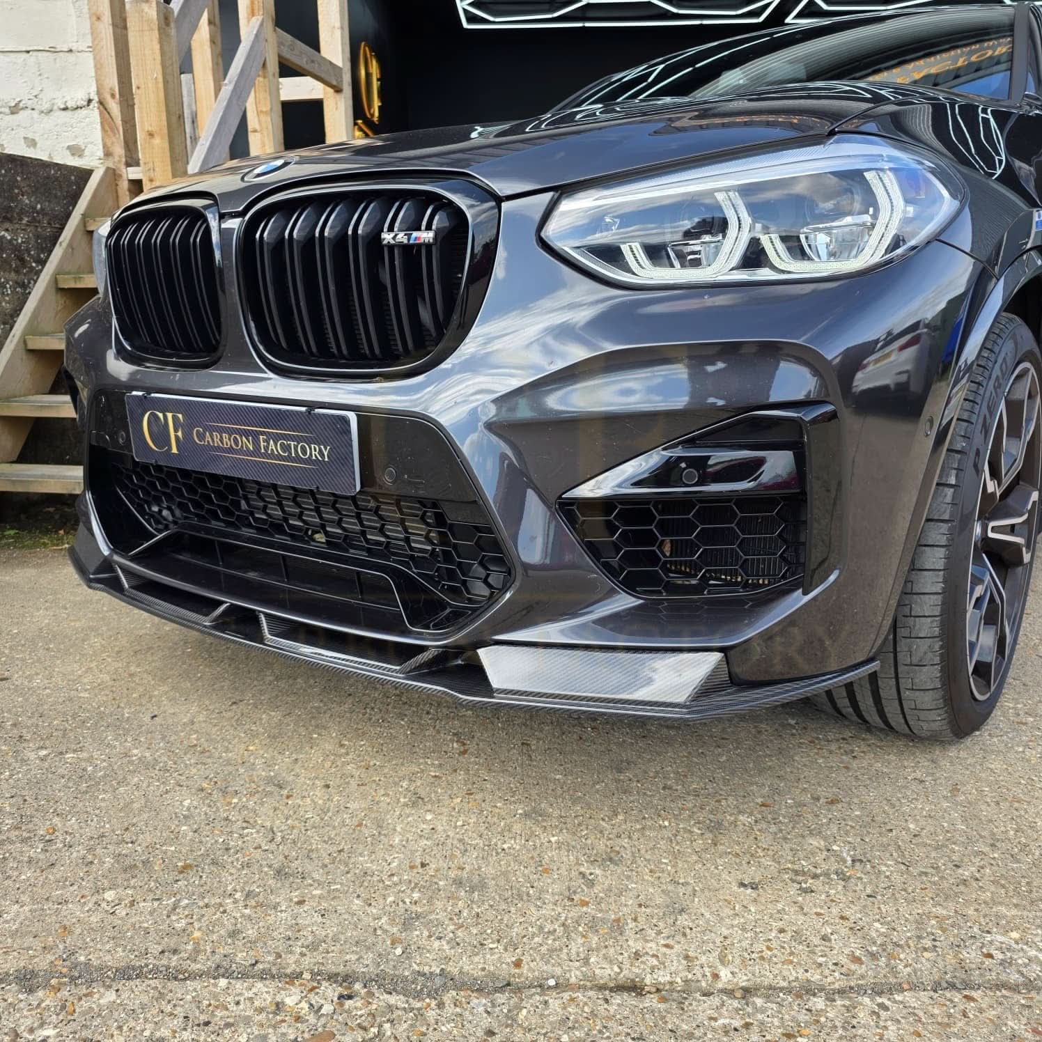 V Style Carbon Fibre Front Splitter for BMW F97 X3M F98 X4M 18-21