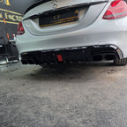 Brabus Style Gloss Black Rear Diffuser & Exhaust Tips for Mercedes Benz W205 C Class & C63 Saloon 15-21
