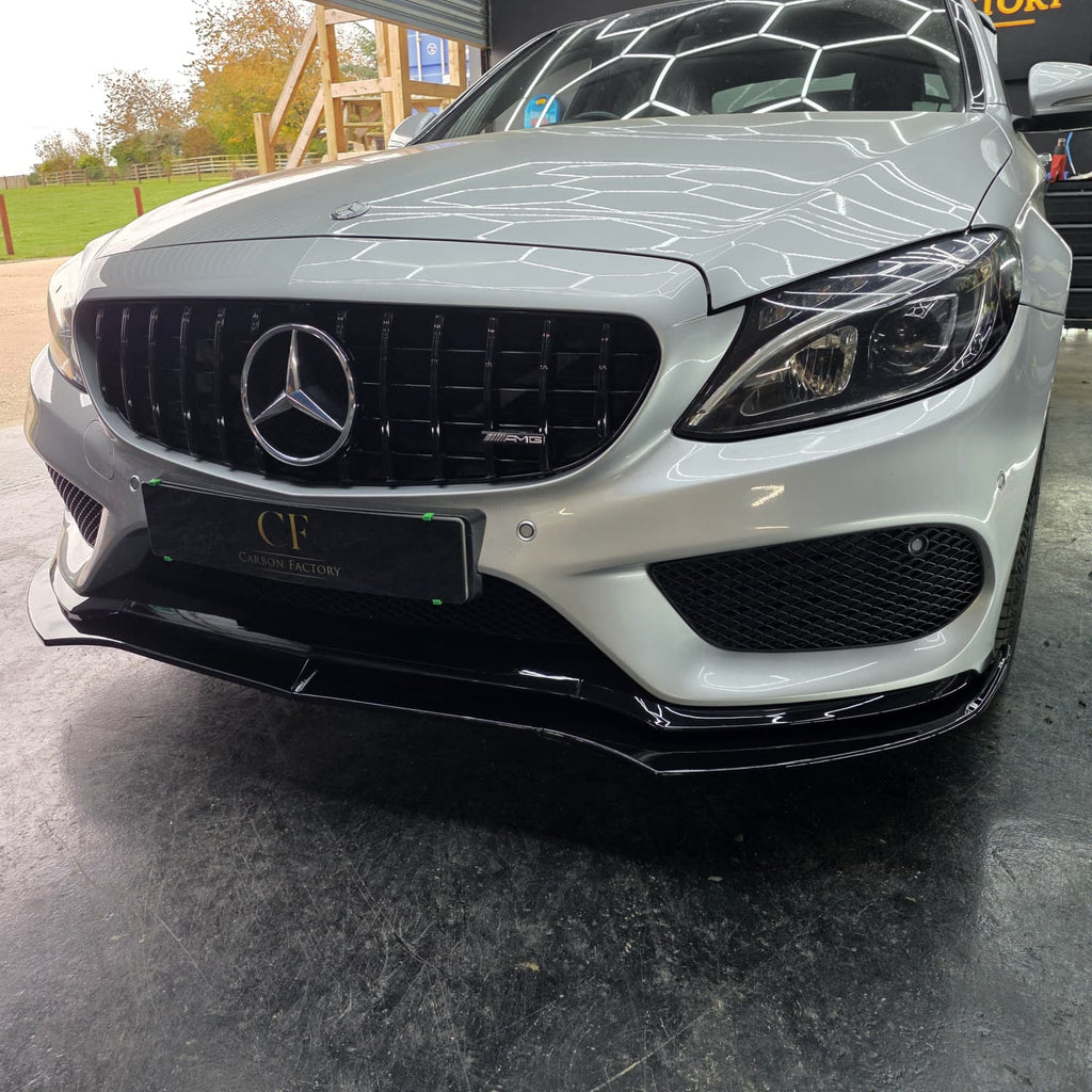 J Style Gloss Black Front Splitter for Mercedes Benz W205 C Class 15-18
