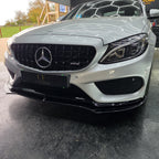 J Style Gloss Black Front Splitter for Mercedes Benz W205 C Class 15-18