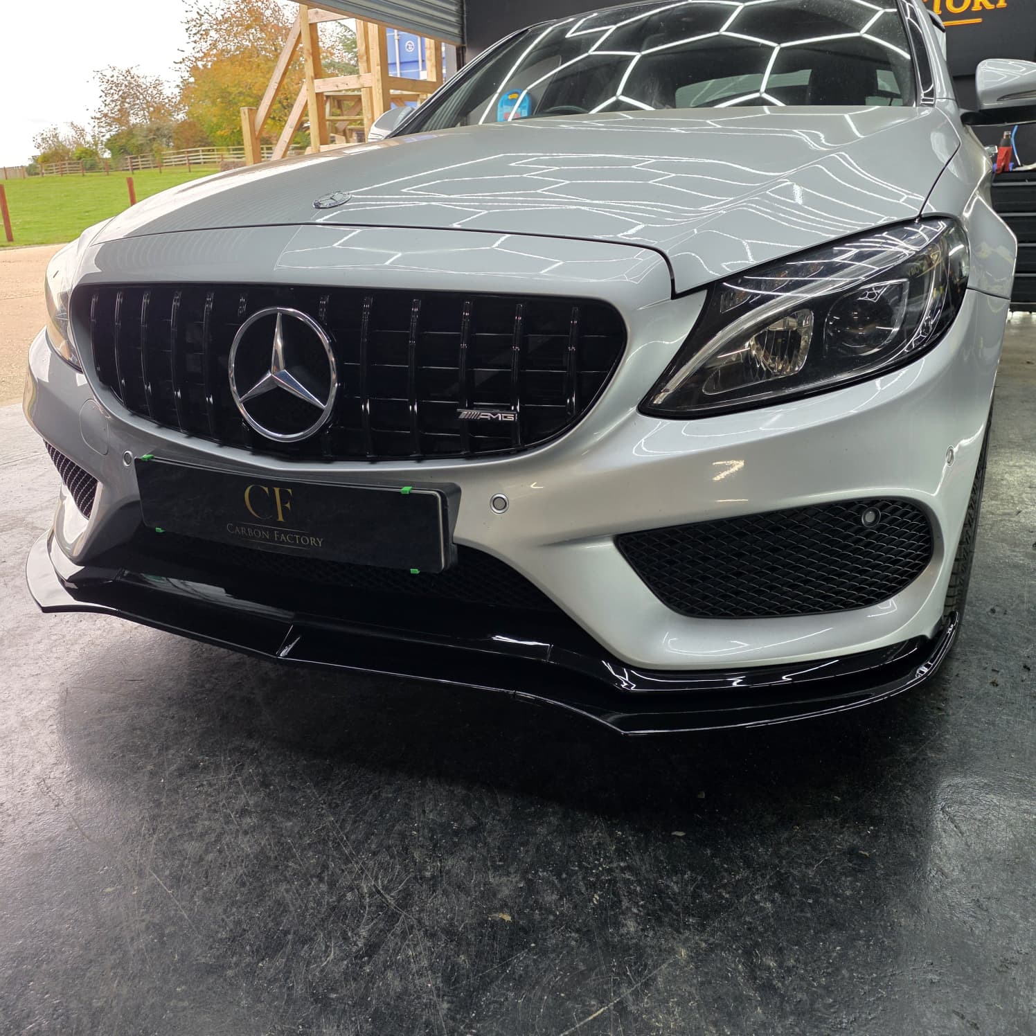 J Style Gloss Black Front Splitter for Mercedes Benz W205 C Class 15-18