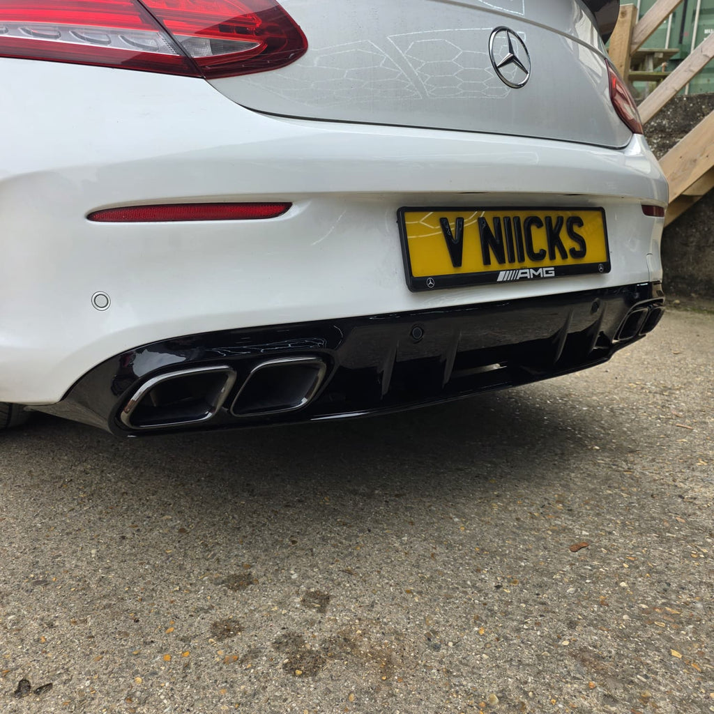 A Style Gloss Black Rear Diffuser & Exhaust Tips for Mercedes Benz W205 C Class & C63 Coupe 15-21