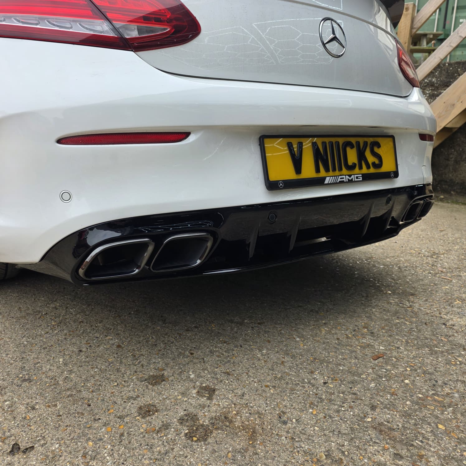A Style Gloss Black Rear Diffuser & Exhaust Tips for Mercedes Benz W205 C Class & C63 Coupe 15-21