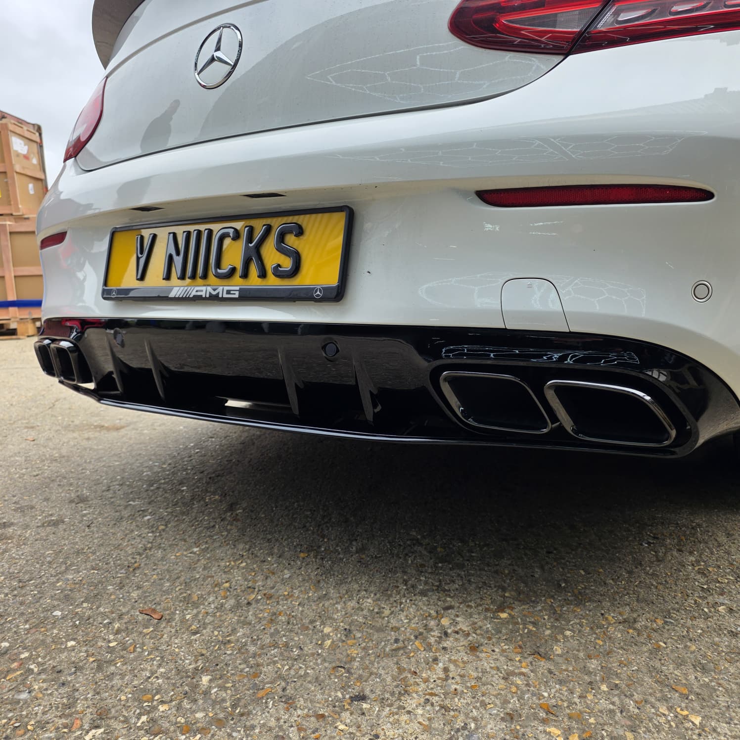 A Style Gloss Black Rear Diffuser & Exhaust Tips for Mercedes Benz W205 C Class & C63 Coupe 15-21