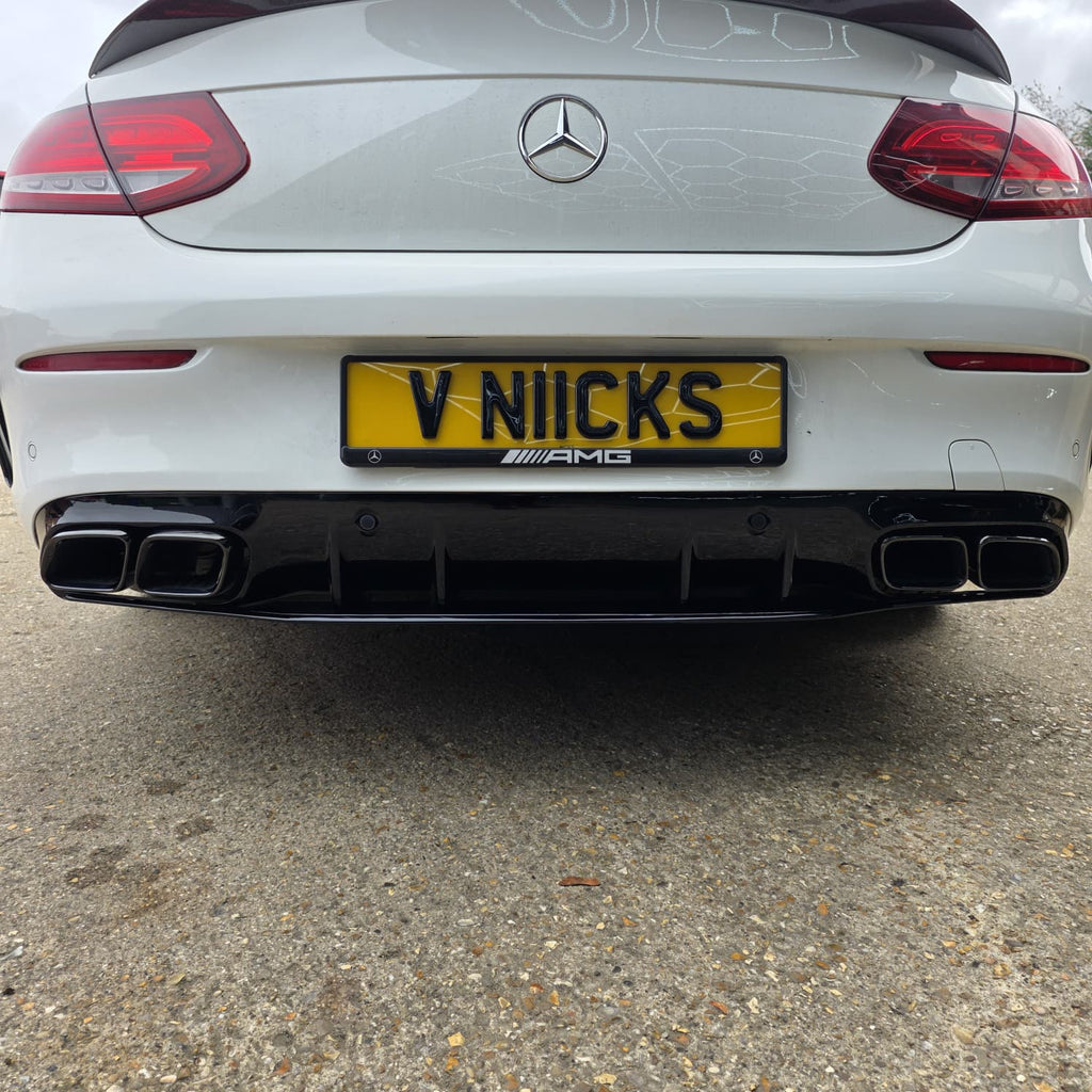 A Style Gloss Black Rear Diffuser & Exhaust Tips for Mercedes Benz W205 C Class & C63 Coupe 15-21