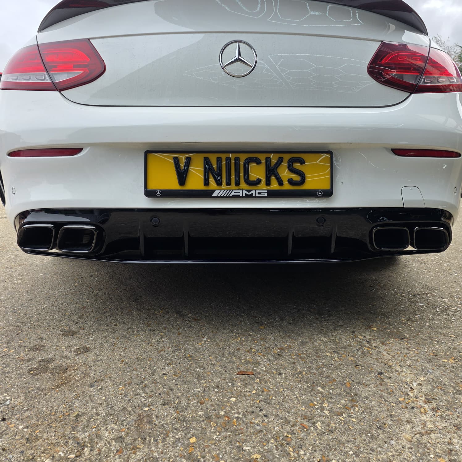 A Style Gloss Black Rear Diffuser & Exhaust Tips for Mercedes Benz W205 C Class & C63 Coupe 15-21