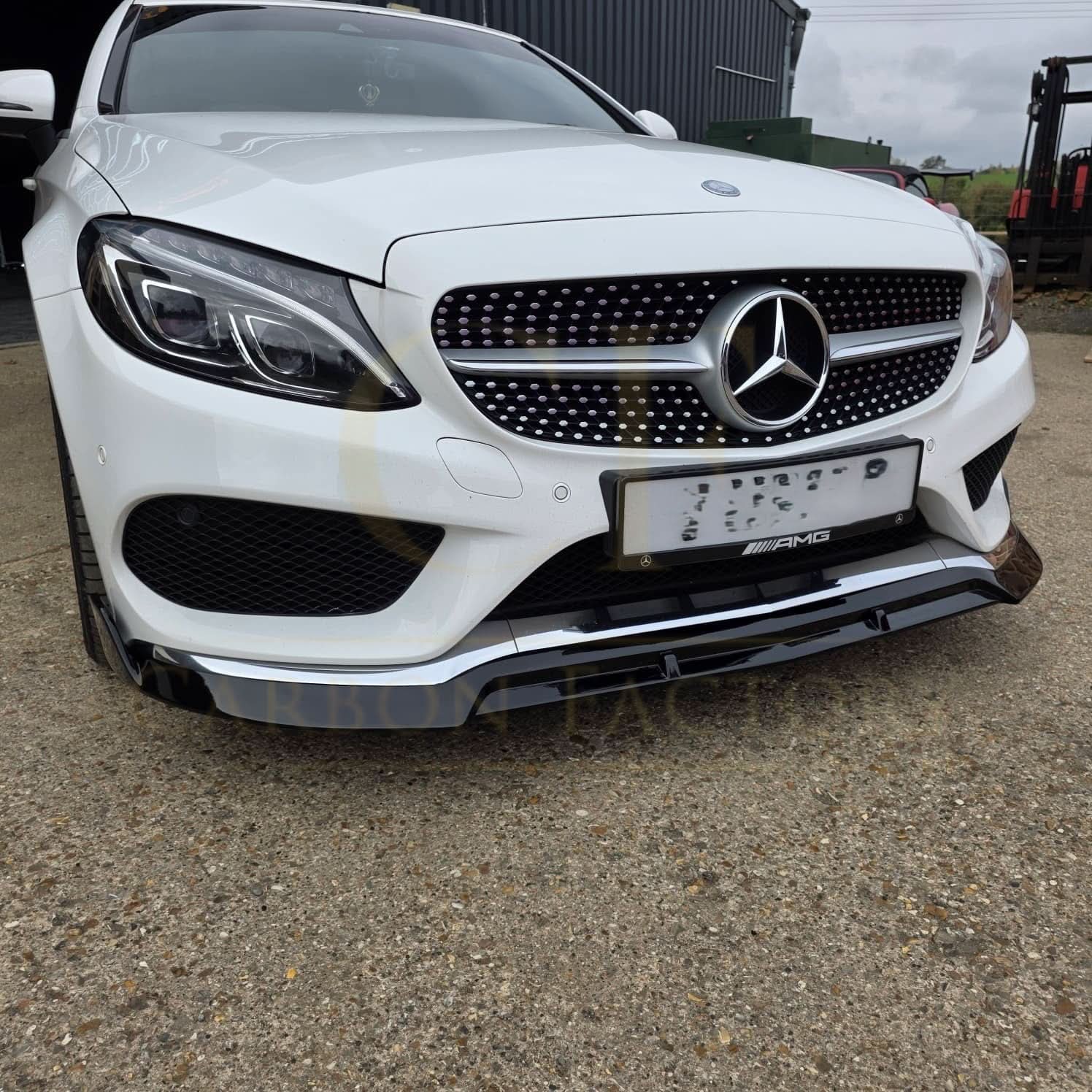 Brabus 2 Style Gloss Black Front Splitter for Mercedes Benz W205 C Class 15-18