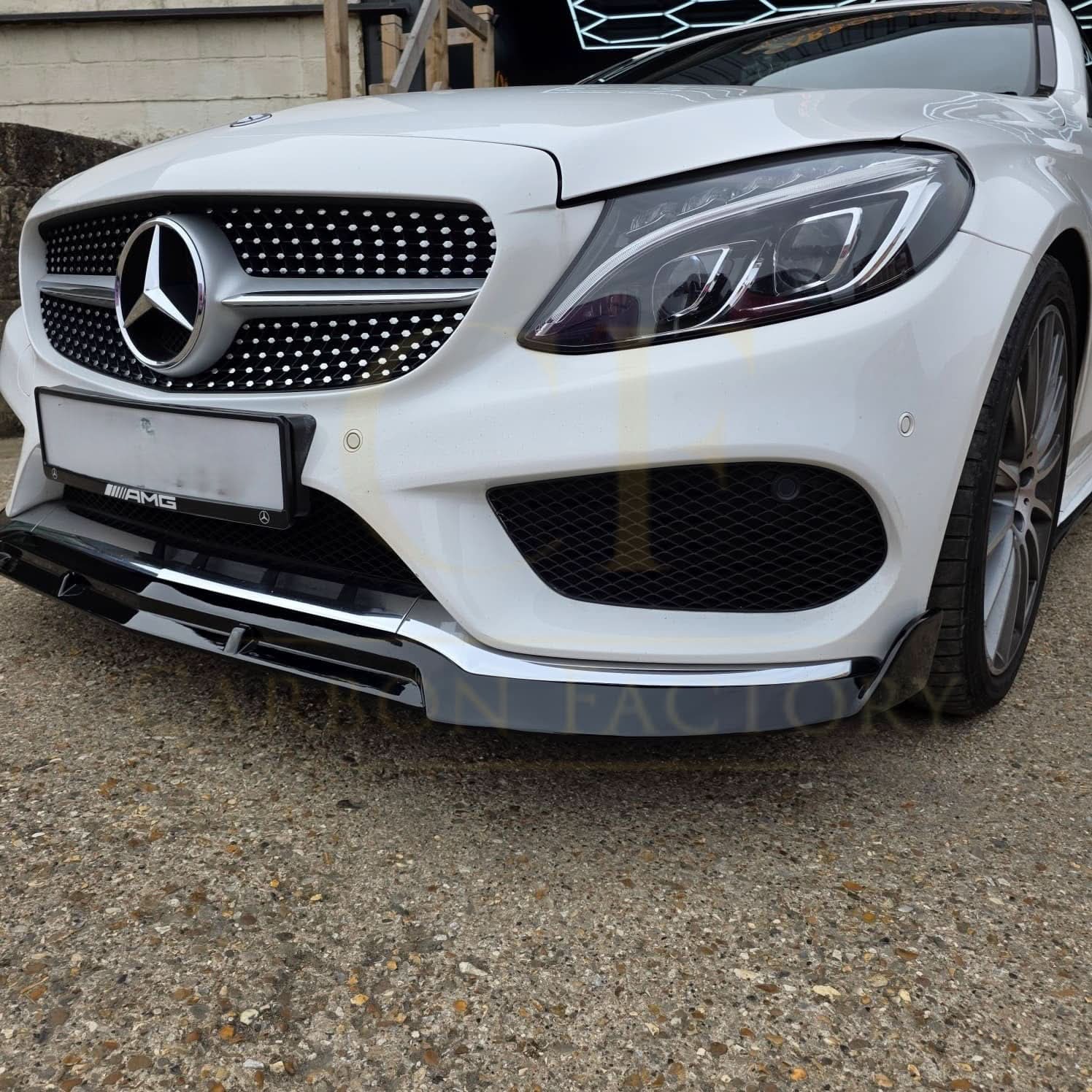 Brabus 2 Style Gloss Black Front Splitter for Mercedes Benz W205 C Class 15-18