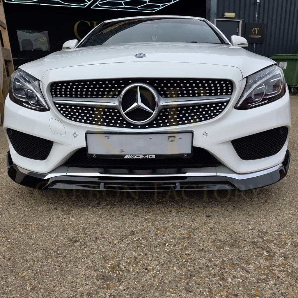 Brabus 2 Style Gloss Black Front Splitter for Mercedes Benz W205 C Class 15-18