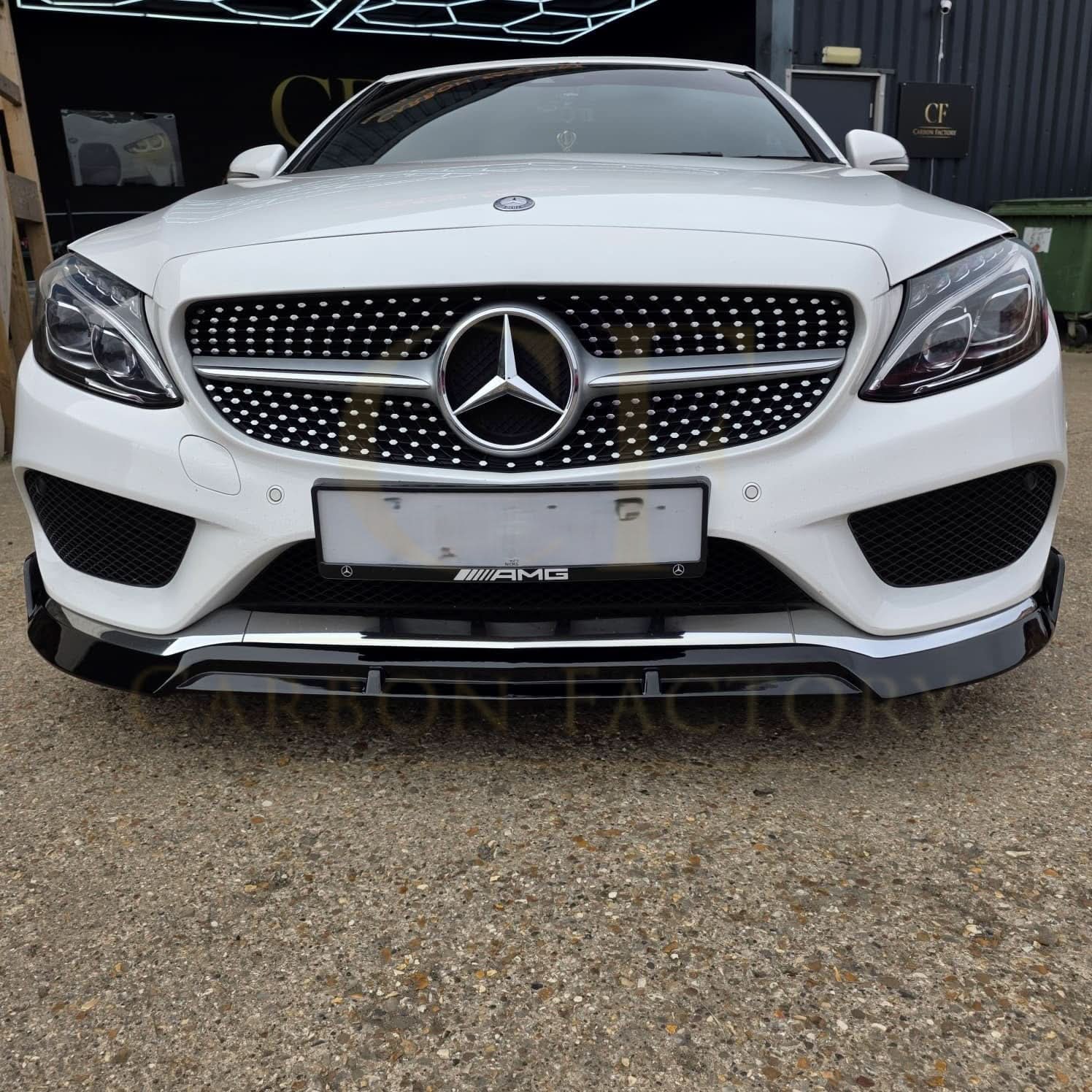 Brabus 2 Style Gloss Black Front Splitter for Mercedes Benz W205 C Class 15-18