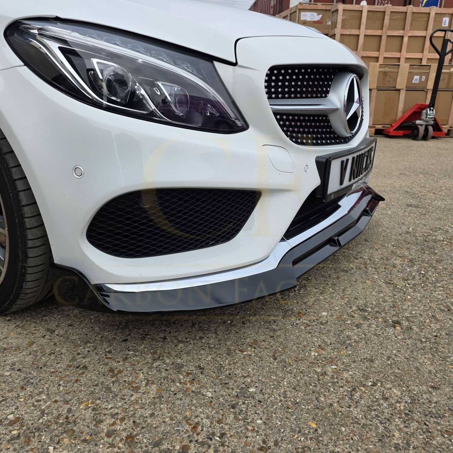 Brabus 2 Style Gloss Black Front Splitter for Mercedes Benz W205 C Class 15-18