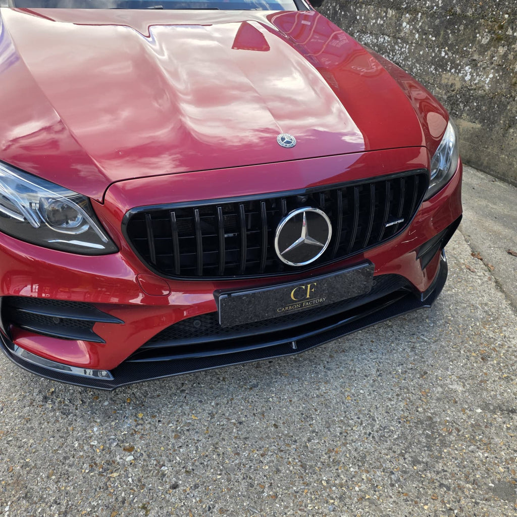 CF Style Carbon Fibre Front Splitter for Mercedes W213 E Class Saloon 16-20