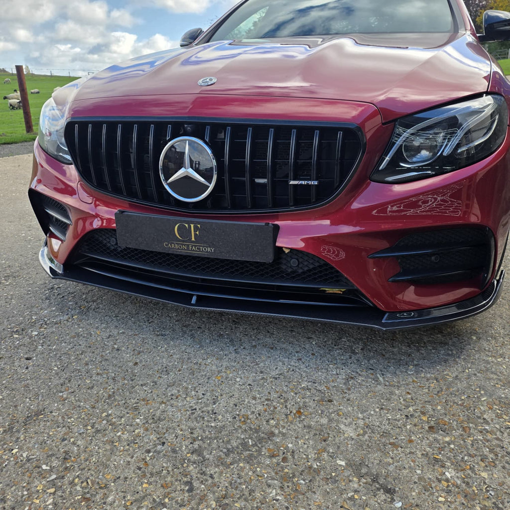 CF Style Carbon Fibre Front Splitter for Mercedes W213 E Class Saloon 16-20