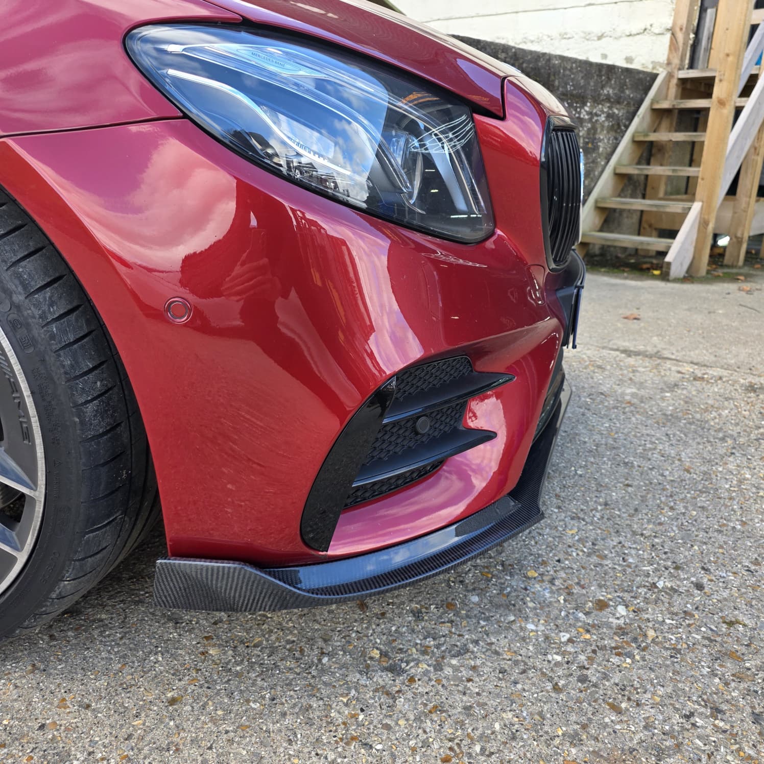 CF Style Carbon Fibre Front Splitter for Mercedes W213 E Class Saloon 16-20