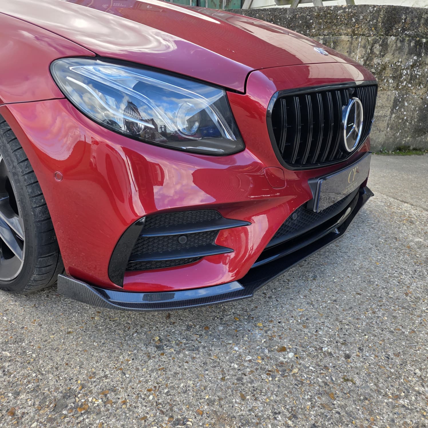 CF Style Carbon Fibre Front Splitter for Mercedes W213 E Class Saloon 16-20