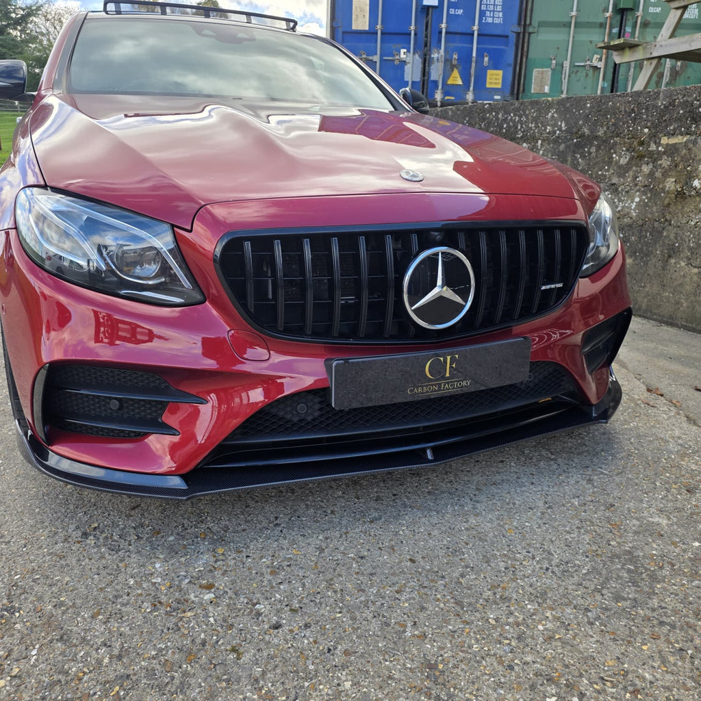 CF Style Carbon Fibre Front Splitter for Mercedes W213 E Class Saloon 16-20