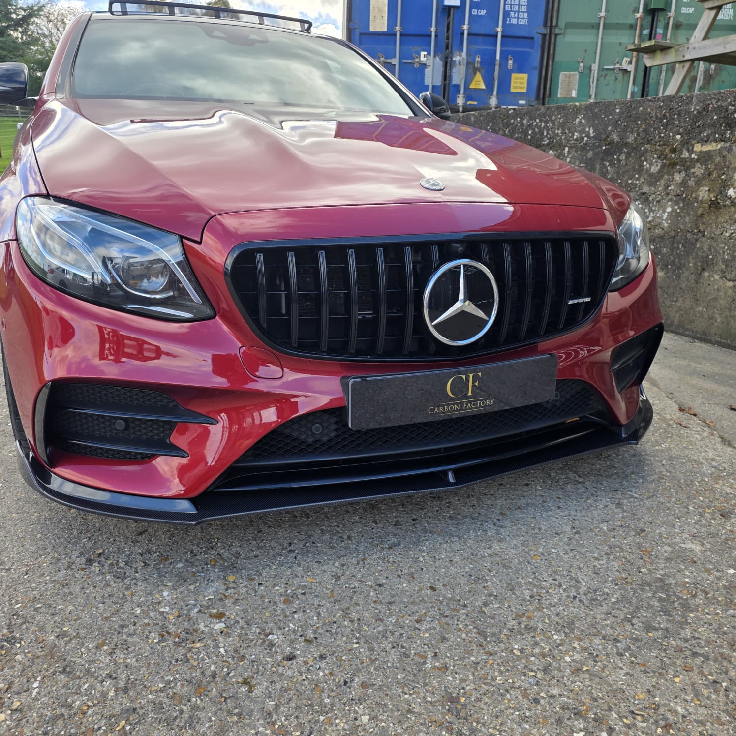 CF Style Carbon Fibre Front Splitter for Mercedes W213 E Class Saloon 16-20