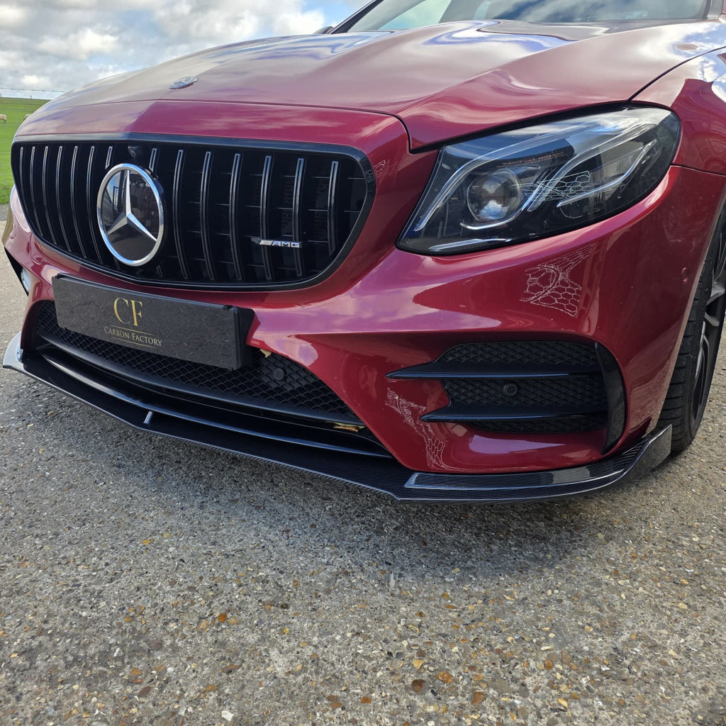 CF Style Carbon Fibre Front Splitter for Mercedes W213 E Class Saloon 16-20