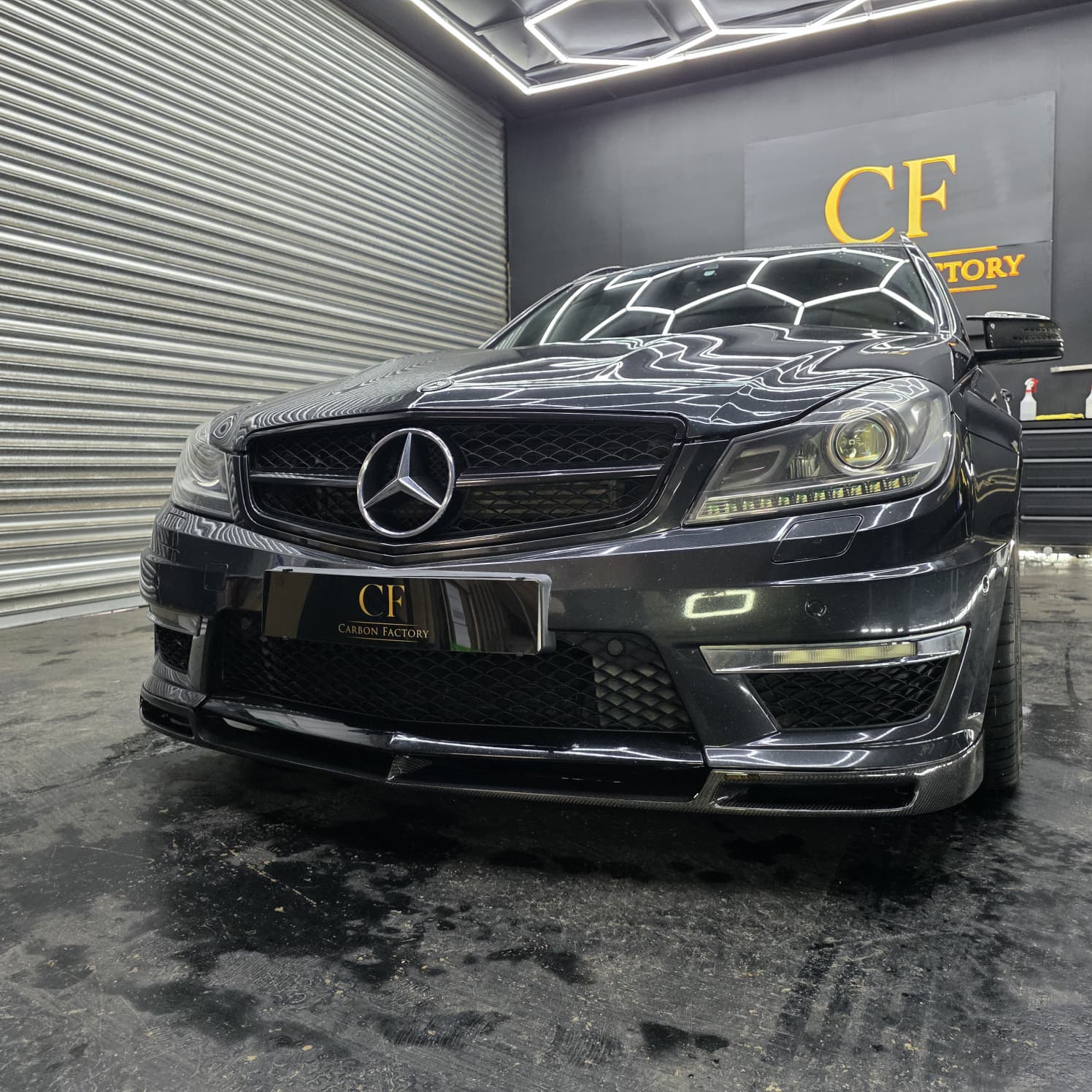 A Style Carbon Fibre Front Splitter for Mercedes Benz W204 C63 Facelift 12-14