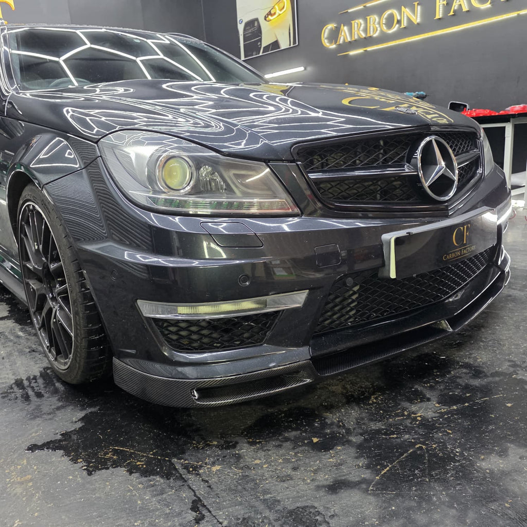 A Style Carbon Fibre Front Splitter for Mercedes Benz W204 C63 Facelift 12-14