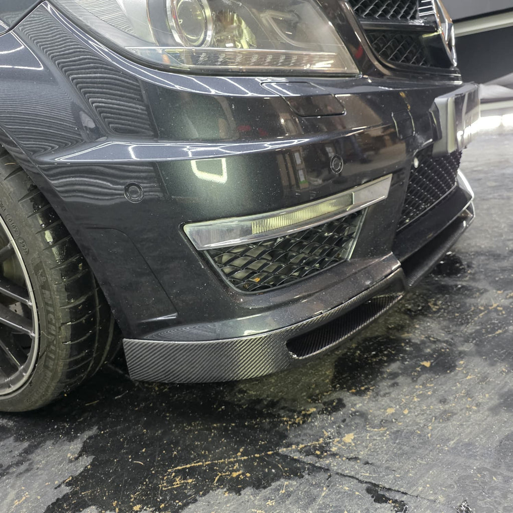 A Style Carbon Fibre Front Splitter for Mercedes Benz W204 C63 Facelift 12-14
