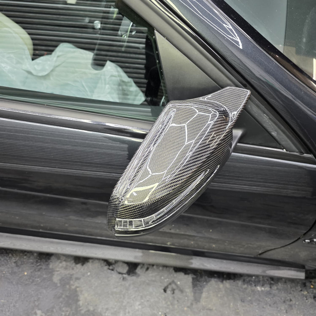 V Style Carbon Fibre Replacement Mirror Covers for Mercedes Benz Universal