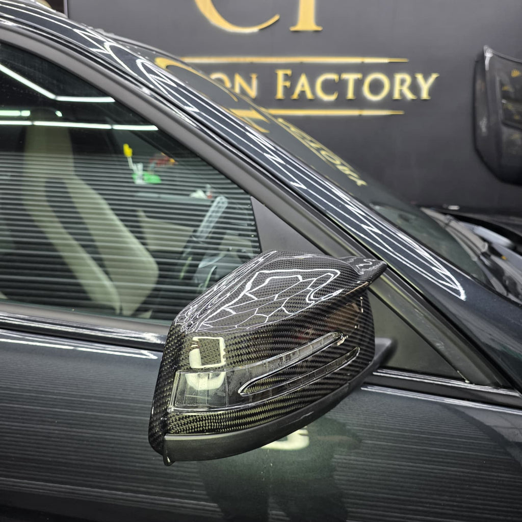 V Style Carbon Fibre Replacement Mirror Covers for Mercedes Benz Universal