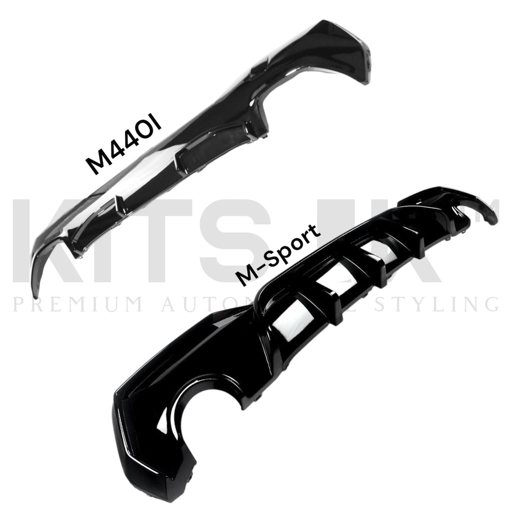 BMW 4 Series G22, G23 Round M Sport/M440I Diffuser Pre-LCI GLOSS BLACK)