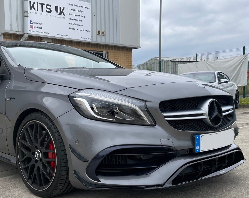 Mercedes A Class W176 Facelift Front Splitter with Flicks(Gloss Black)