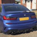 LED Style Gloss Black Rear Diffuser Quad Exhaust for BMW 3 Series G20 G21 Pre-LCI 19-22