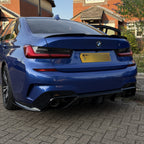 LED Style Gloss Black Rear Diffuser Quad Exhaust for BMW 3 Series G20 G21 Pre-LCI 19-22