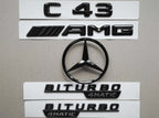 Mercedes W205 C43 Black Badge Package Gloss Black AMG & Boot Star Badges