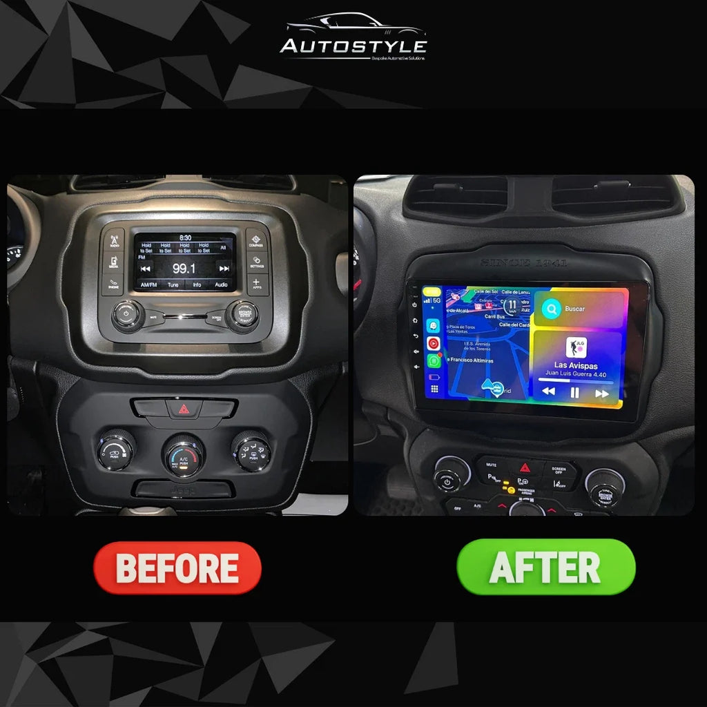 Jeep Renegade Apple Carplay / Android Auto 9" Stereo Upgrade 2014-2021