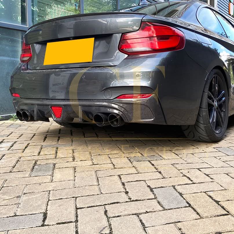 LED Style Carbon Fibre Rear Diffuser for BMW F22 2 Series M Sport 14-21