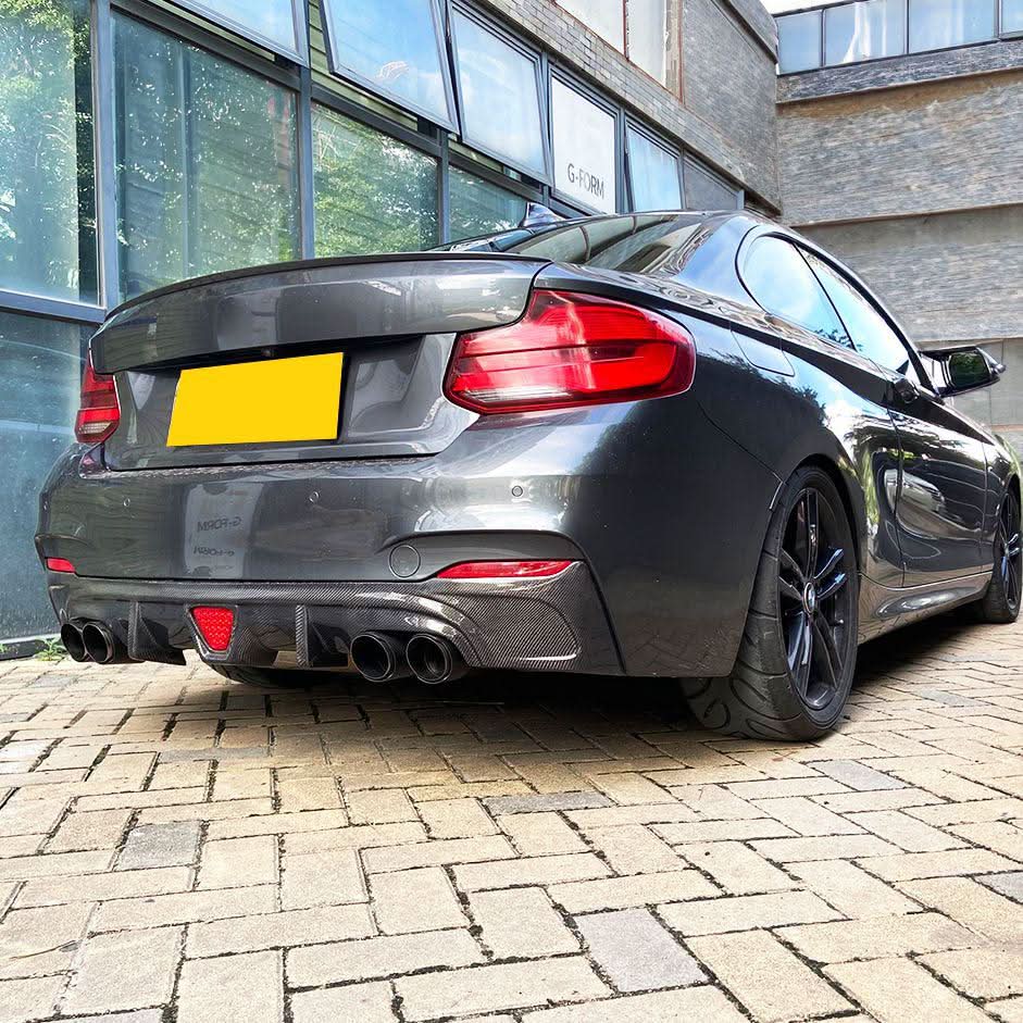 LED Style Carbon Fibre Rear Diffuser for BMW F22 2 Series M Sport 14-21