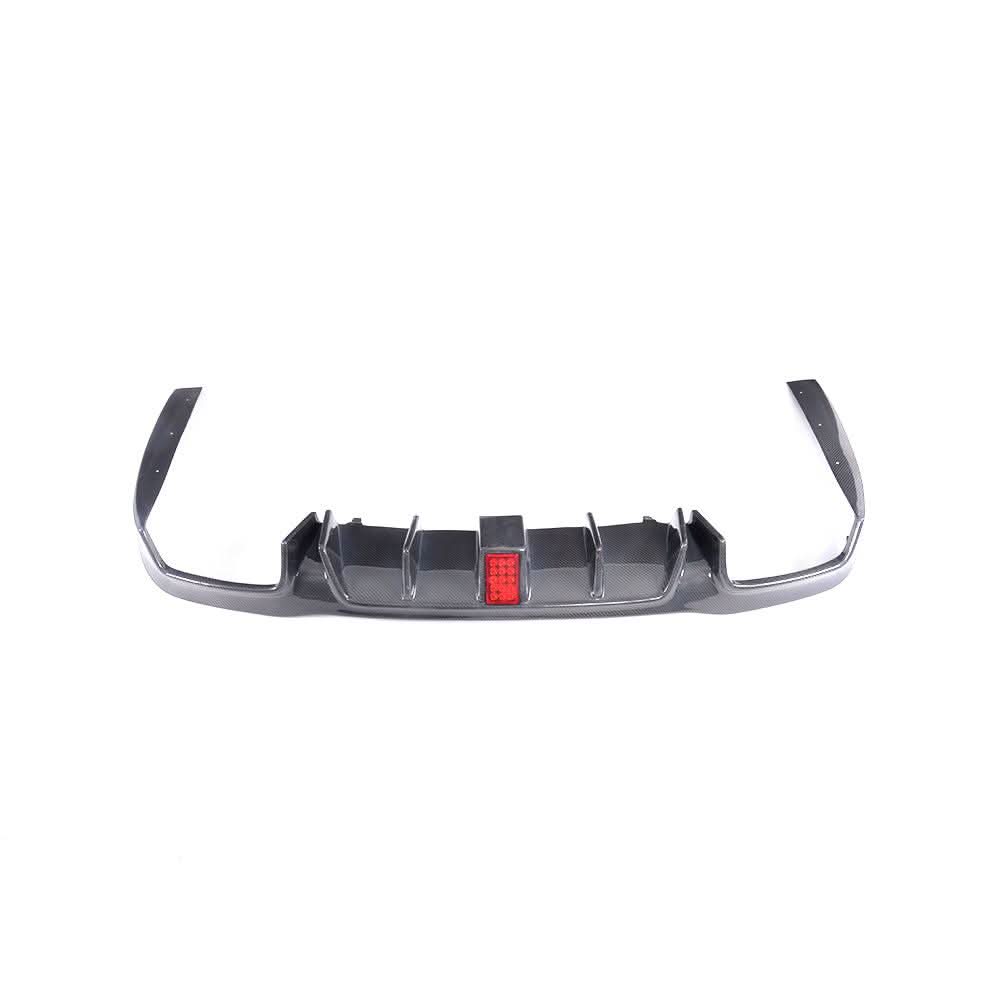 LED Style Carbon Fibre Rear Diffuser + Exhaust tips for Mercedes W213 E Class Saloon 16-20