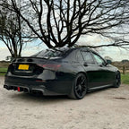 LED Style Carbon Fibre Rear Diffuser + Exhaust tips for Mercedes W213 E Class Saloon 16-20