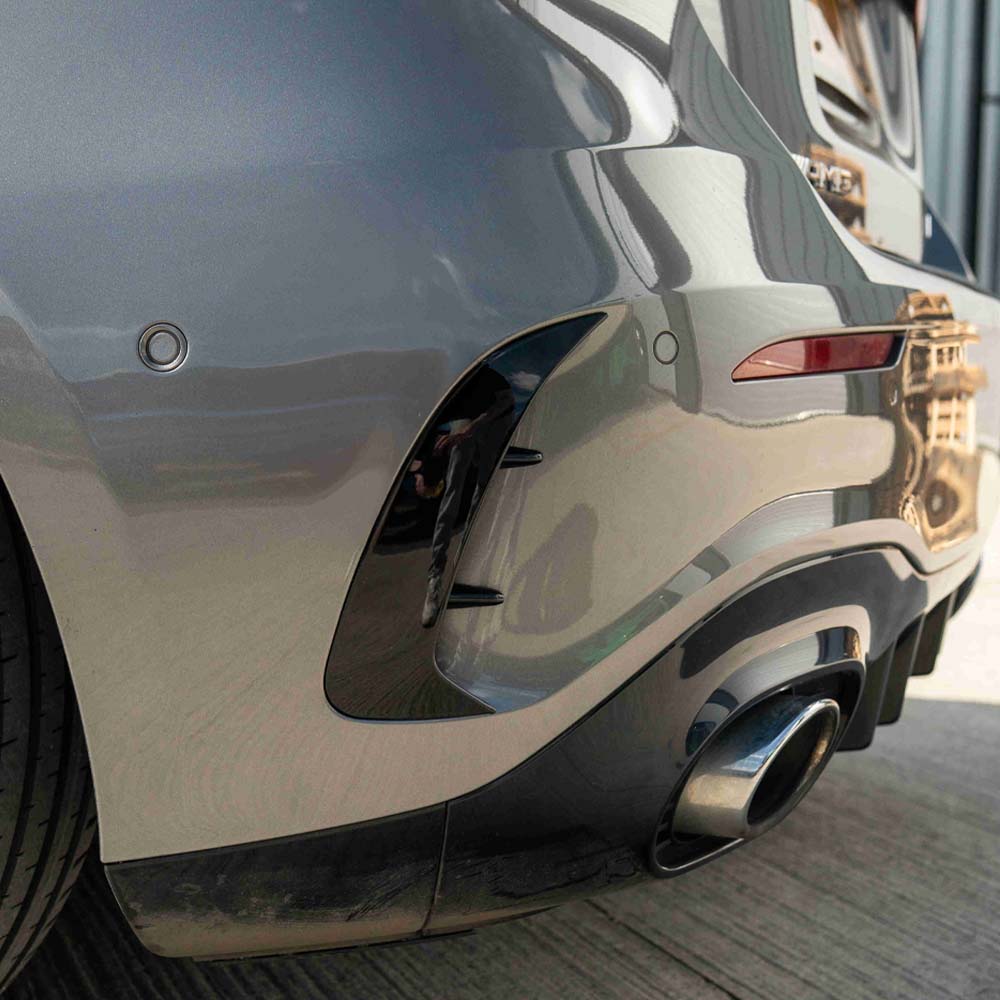 MERCEDES A-CLASS A35 W177 2018+ GLOSS BLACK REAR BUMPER CORNERS