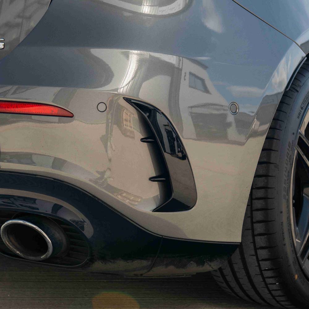 MERCEDES A-CLASS A35 W177 2018+ GLOSS BLACK REAR BUMPER CORNERS