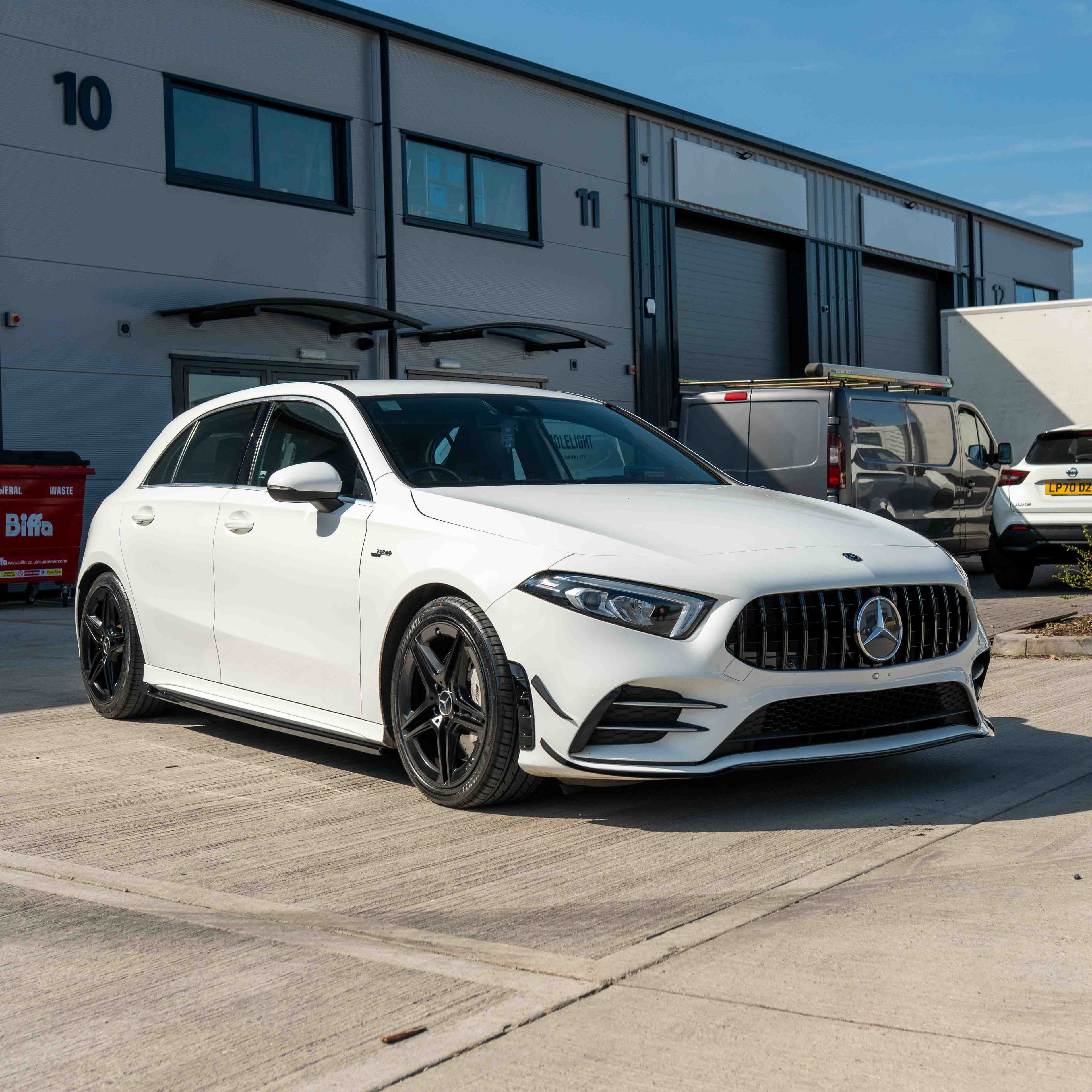 MERCEDES A-CLASS V177 & W177 2018-2022 GLOSS BLACK SPLITTER & CANARDS