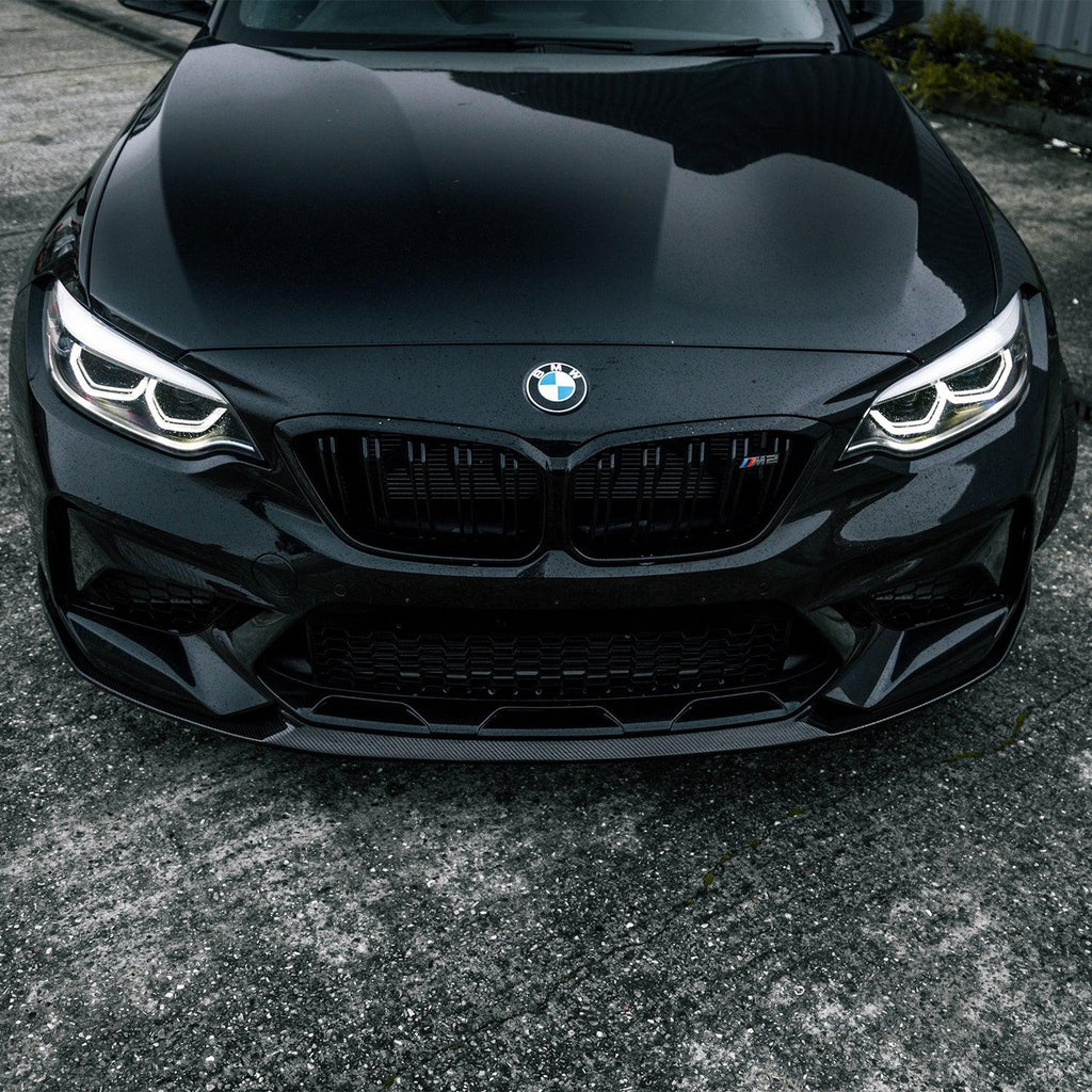 MHC+ BMW M2 Competition Performance Style Front Splitter In Gloss Pre Preg Carbon Fibre (F87C)
