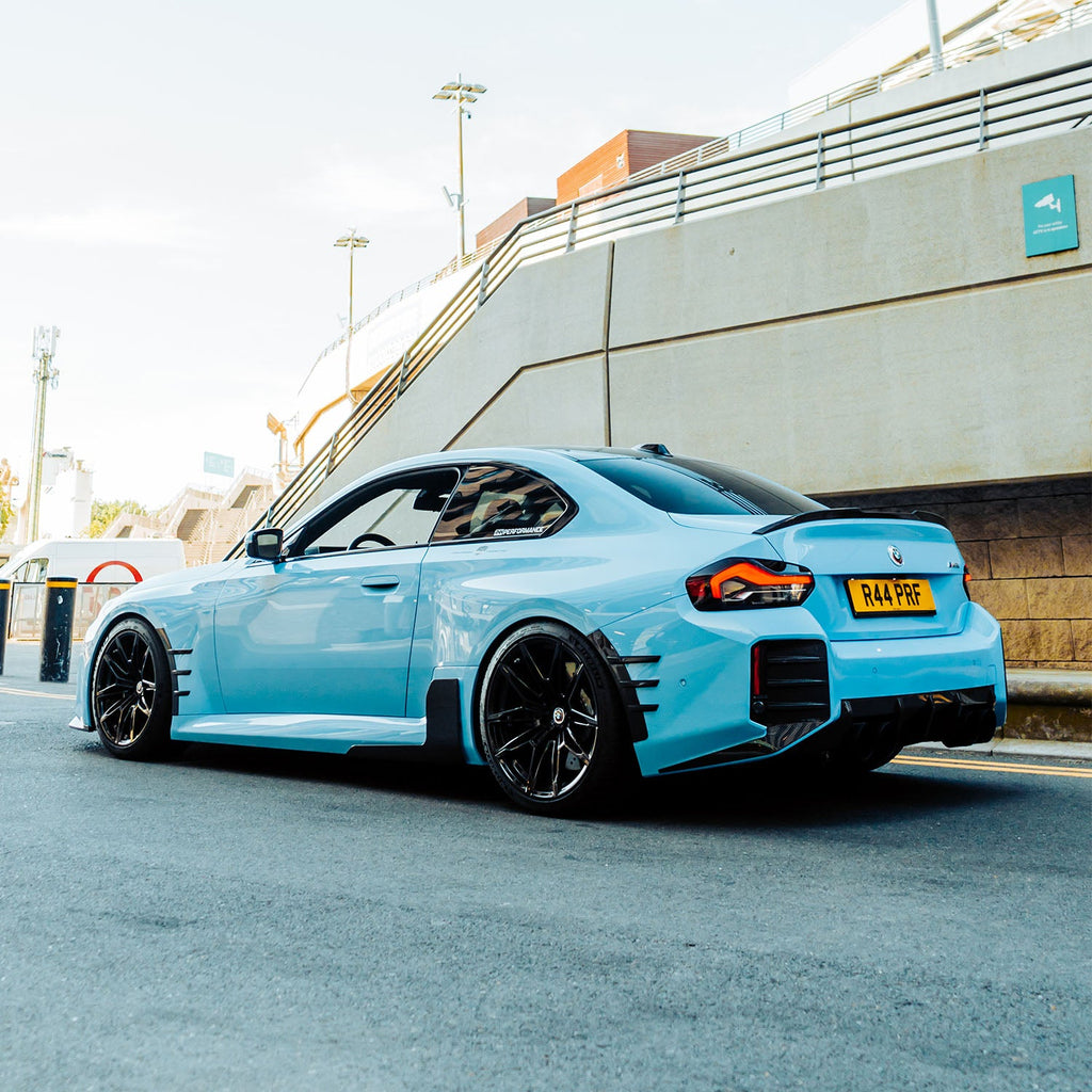 MHC+ BMW M2 G87 Performance Style Rear Rear Bumper Inserts In Pre Preg Gloss Carbon Fibre (G87)