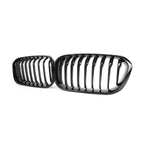 MHC Black BMW 1 Series LCI Single Slat Front Grilles In Gloss Black (F20/F21)