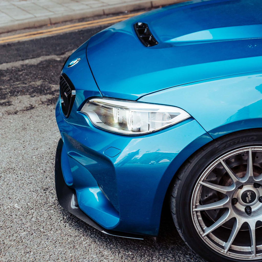 MHC+ BMW M2 N55 GT Style Front Splitter In Gloss Pre Preg Carbon Fibre (F87)