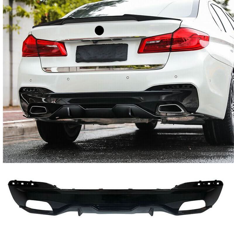 MP Style Gloss Black Rear Diffuser 2 Pieces for BMW G30 G31 5 Series M Sport 17-24